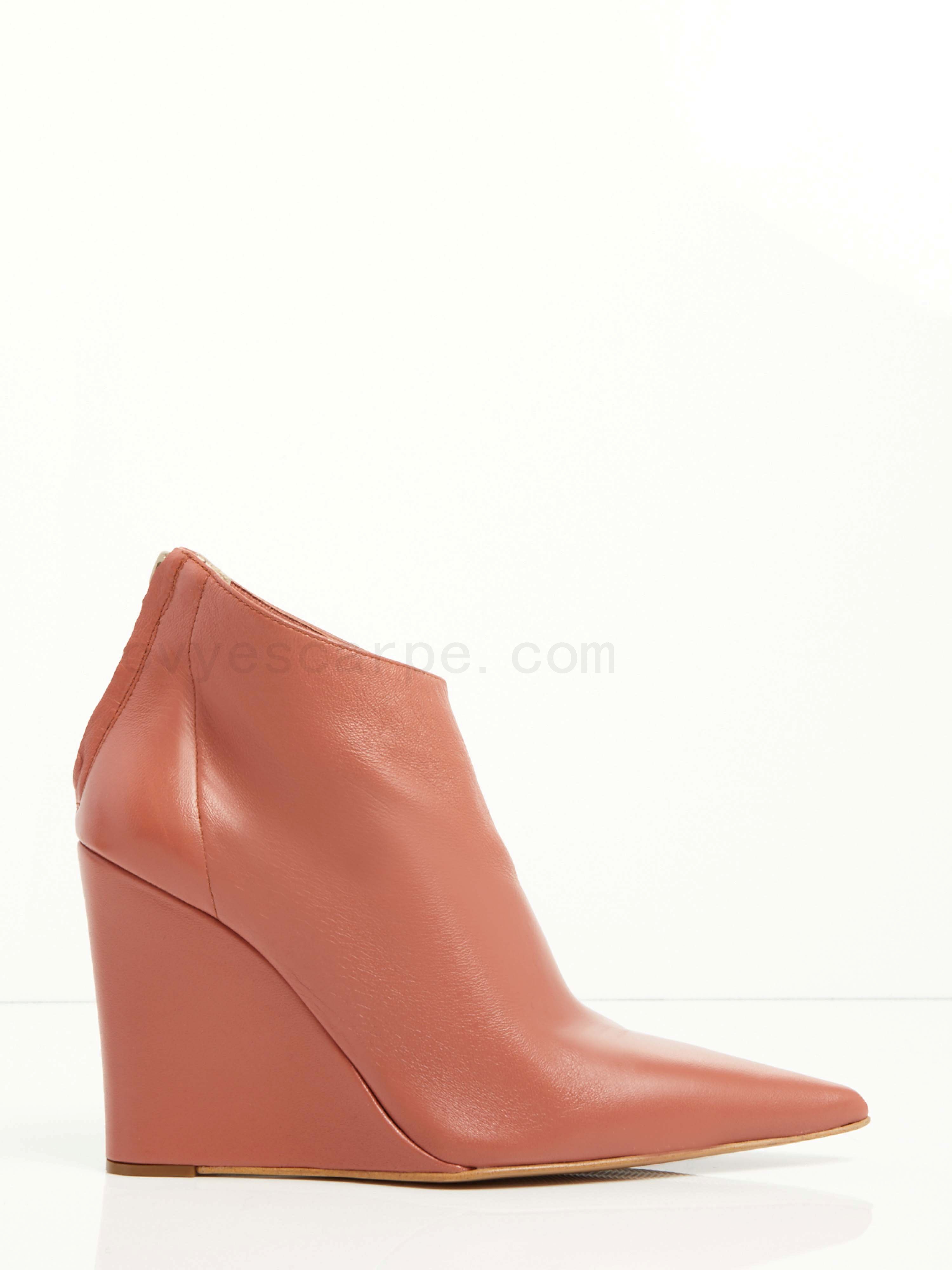 Wedge Leather Ankle Boots F08161027-0470 Fino Al -80%